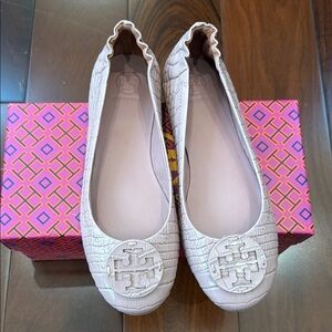 Tory Burch Women's Light Pink Embossed Flats